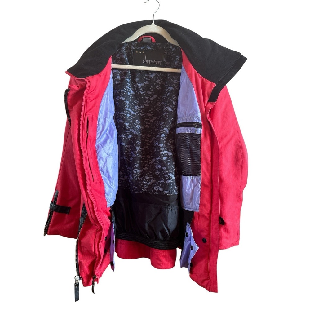 Vintage Obermeyer‎ Hot Pink Woman's Size 6 Ski Jacket Faux Leather Accents Retro - Picture 7 of 16